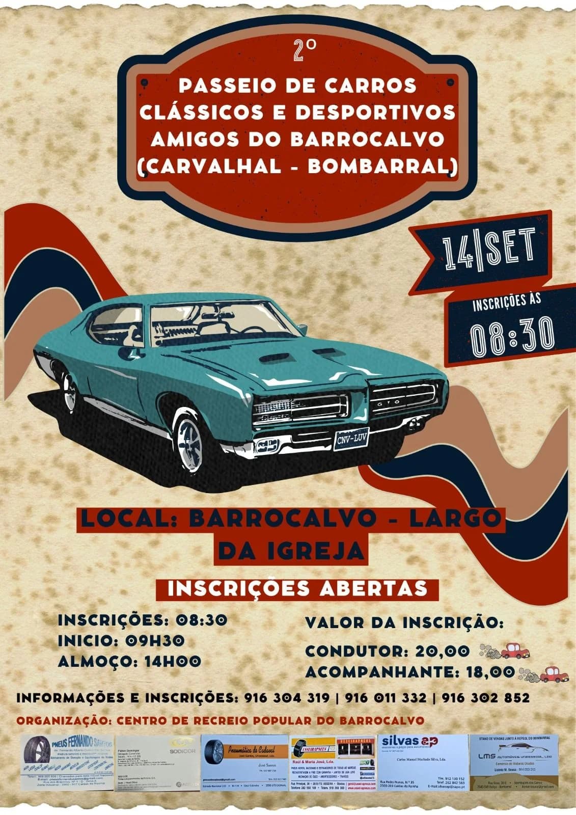 2ª Passeio de Carros Clássicos e Desportvios – Centro de Recreio Popular Barrocalvo
